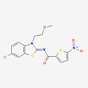 molecular formula C15H12ClN3O4S2 B2363070 (Z)-N-(6-氯-3-(2-甲氧基乙基)苯并[d]噻唑-2(3H)-亚甲基)-5-硝基噻吩-2-甲酰胺 CAS No. 864975-73-5