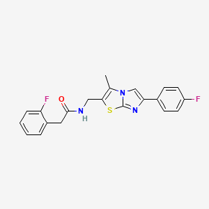 molecular formula C21H17F2N3OS B2363075 2-(2-fluorophenyl)-N-((6-(4-fluorophenyl)-3-methylimidazo[2,1-b]thiazol-2-yl)methyl)acetamide CAS No. 1421442-44-5