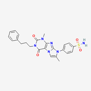 molecular formula C24H24N6O4S B2363076 4-(1,7-dimethyl-2,4-dioxo-3-(3-phenylpropyl)-3,4-dihydro-1H-imidazo[2,1-f]purin-8(2H)-yl)benzenesulfonamide CAS No. 938916-90-6