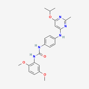 molecular formula C23H27N5O4 B2363078 1-(2,5-Dimethoxyphenyl)-3-(4-((6-isopropoxy-2-methylpyrimidin-4-yl)amino)phenyl)urea CAS No. 1021024-55-4