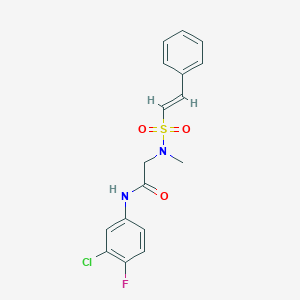 molecular formula C17H16ClFN2O3S B2363096 N-(3-氯-4-氟苯基)-2-[甲基-[(E)-2-苯乙烯基]磺酰氨基]乙酰胺 CAS No. 930759-59-4