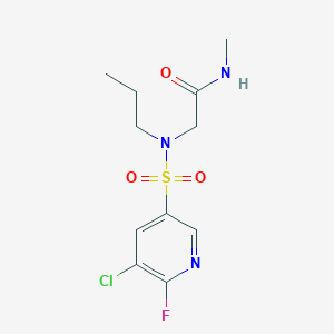 molecular formula C11H15ClFN3O3S B2363118 2-[(5-Chloro-6-fluoropyridin-3-yl)sulfonyl-propylamino]-N-methylacetamide CAS No. 2224364-39-8