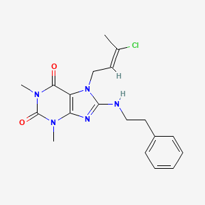 molecular formula C19H22ClN5O2 B2363126 (E)-7-(3-chlorobut-2-en-1-yl)-1,3-dimethyl-8-(phenethylamino)-1H-purine-2,6(3H,7H)-dione CAS No. 1164490-16-7