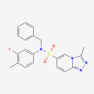 molecular formula C21H19FN4O2S B2363133 N-benzyl-N-(3-fluoro-4-methylphenyl)-3-methyl-[1,2,4]triazolo[4,3-a]pyridine-6-sulfonamide CAS No. 1251546-23-2