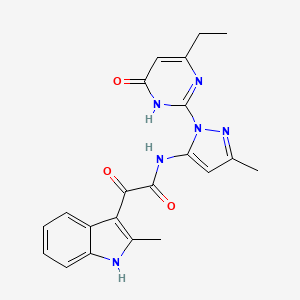 N-(1-(4-ethyl-6-oxo-1,6-dihydropyrimidin-2-yl)-3-methyl-1H-pyrazol-5-yl)-2-(2-methyl-1H-indol-3-yl)-2-oxoacetamide