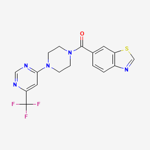 molecular formula C17H14F3N5OS B2363136 Benzo[d]thiazol-6-yl(4-(6-(trifluoromethyl)pyrimidin-4-yl)piperazin-1-yl)methanone CAS No. 2034342-22-6