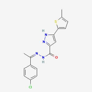 molecular formula C17H15ClN4OS B2363148 (Z)-N'-(1-(4-chlorophenyl)ethylidene)-3-(5-methylthiophen-2-yl)-1H-pyrazole-5-carbohydrazide CAS No. 1284273-89-7