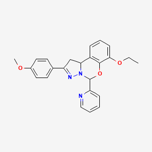 molecular formula C24H23N3O3 B2363154 7-ethoxy-2-(4-methoxyphenyl)-5-(pyridin-2-yl)-5,10b-dihydro-1H-benzo[e]pyrazolo[1,5-c][1,3]oxazine CAS No. 899939-35-6