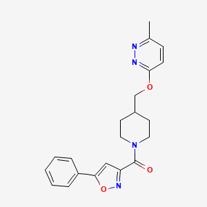 molecular formula C21H22N4O3 B2363155 [4-[(6-Methylpyridazin-3-yl)oxymethyl]piperidin-1-yl]-(5-phenyl-1,2-oxazol-3-yl)methanone CAS No. 2309258-87-3