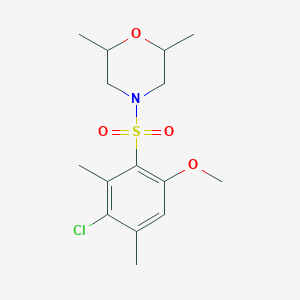 molecular formula C15H22ClNO4S B2363162 4-((3-Chloro-6-methoxy-2,4-dimethylphenyl)sulfonyl)-2,6-dimethylmorpholine CAS No. 691381-27-8