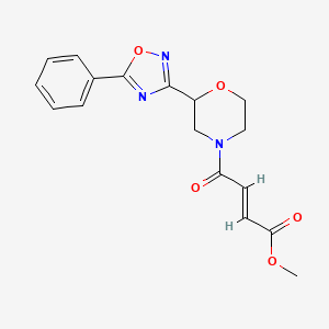 molecular formula C17H17N3O5 B2363165 Methyl (E)-4-oxo-4-[2-(5-phenyl-1,2,4-oxadiazol-3-yl)morpholin-4-yl]but-2-enoate CAS No. 2411336-79-1