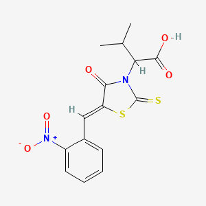 molecular formula C15H14N2O5S2 B2363166 3-methyl-2-[(5Z)-5-[(2-nitrophenyl)methylidene]-4-oxo-2-sulfanylidene-1,3-thiazolidin-3-yl]butanoic acid CAS No. 392252-40-3