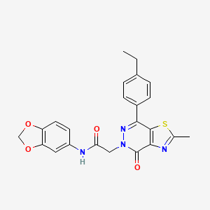 molecular formula C23H20N4O4S B2363169 N-(benzo[d][1,3]dioxol-5-yl)-2-(7-(4-ethylphenyl)-2-methyl-4-oxothiazolo[4,5-d]pyridazin-5(4H)-yl)acetamide CAS No. 942004-90-2