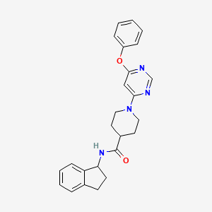 molecular formula C25H26N4O2 B2363189 N-(2,3-二氢-1H-茚-1-基)-1-(6-苯氧嘧啶-4-基)哌啶-4-甲酰胺 CAS No. 1251601-44-1