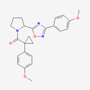 molecular formula C24H25N3O4 B2363198 3-(4-Methoxyphenyl)-5-(1-{[1-(4-methoxyphenyl)cyclopropyl]carbonyl}pyrrolidin-2-yl)-1,2,4-oxadiazole CAS No. 1798660-49-7