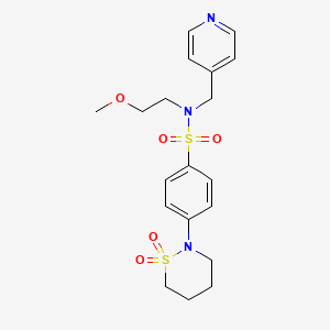 molecular formula C19H25N3O5S2 B2363204 4-(1,1-二氧化-1,2-噻嗪环-2-基)-N-(2-甲氧基乙基)-N-(吡啶-4-基甲基)苯磺酰胺 CAS No. 1396859-12-3