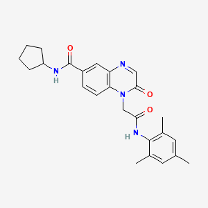 molecular formula C25H28N4O3 B2363207 N-cyclopentyl-1-(2-(mesitylamino)-2-oxoethyl)-2-oxo-1,2-dihydroquinoxaline-6-carboxamide CAS No. 1286704-67-3