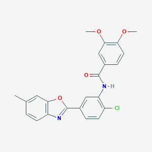 molecular formula C23H19ClN2O4 B236322 N-[2-chloro-5-(6-methyl-1,3-benzoxazol-2-yl)phenyl]-3,4-dimethoxybenzamide 
