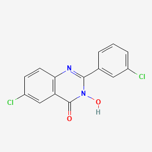 molecular formula C14H8Cl2N2O2 B2363221 6-chloro-2-(3-chlorophenyl)-3-hydroxy-4(3H)-quinazolinone CAS No. 338412-46-7
