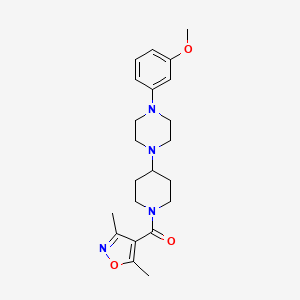 molecular formula C22H30N4O3 B2363222 (3,5-Dimethylisoxazol-4-yl)(4-(4-(3-methoxyphenyl)piperazin-1-yl)piperidin-1-yl)methanone CAS No. 2034479-97-3