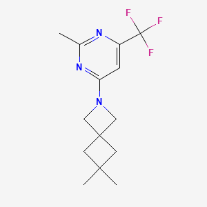 molecular formula C14H18F3N3 B2363229 6,6-Dimethyl-2-[2-methyl-6-(trifluoromethyl)pyrimidin-4-yl]-2-azaspiro[3.3]heptane CAS No. 2380059-51-6