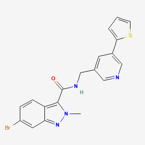 molecular formula C19H15BrN4OS B2363233 6-bromo-2-methyl-N-((5-(thiophen-2-yl)pyridin-3-yl)methyl)-2H-indazole-3-carboxamide CAS No. 2034485-52-2