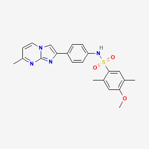 molecular formula C22H22N4O3S B2363240 4-甲氧基-2,5-二甲基-N-(4-(7-甲基咪唑并[1,2-a]嘧啶-2-基)苯基)苯磺酰胺 CAS No. 923123-82-4