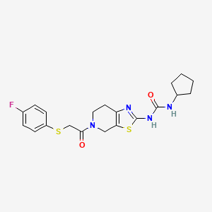 molecular formula C20H23FN4O2S2 B2363241 1-Cyclopentyl-3-(5-(2-((4-Fluorphenyl)thio)acetyl)-4,5,6,7-tetrahydrothiazolo[5,4-c]pyridin-2-yl)harnstoff CAS No. 1396808-44-8