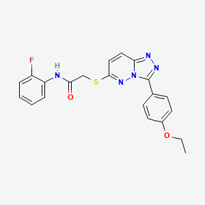 molecular formula C21H18FN5O2S B2363243 2-((3-(4-ethoxyphenyl)-[1,2,4]triazolo[4,3-b]pyridazin-6-yl)thio)-N-(2-fluorophenyl)acetamide CAS No. 852436-66-9