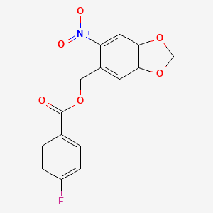 molecular formula C15H10FNO6 B2363246 (6-Nitro-1,3-benzodioxol-5-yl)methyl 4-fluorobenzoat CAS No. 331460-21-0