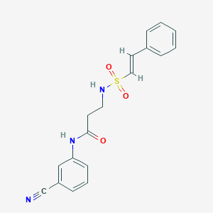 molecular formula C18H17N3O3S B2363247 N-(3-cyanophenyl)-3-[[(E)-2-phenylethenyl]sulfonylamino]propanamide CAS No. 1090768-48-1
