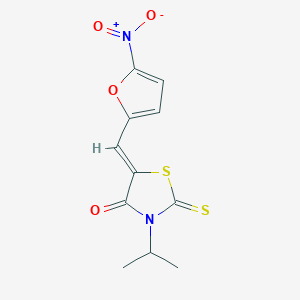 molecular formula C11H10N2O4S2 B2363249 (5Z)-5-[(5-nitrofuran-2-yl)methylidene]-3-(propan-2-yl)-2-sulfanylidene-1,3-thiazolidin-4-one CAS No. 32729-74-1