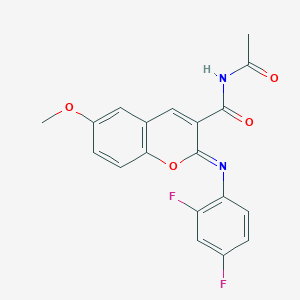 molecular formula C19H14F2N2O4 B2363250 (2Z)-N-acetyl-2-[(2,4-difluorophenyl)imino]-6-methoxy-2H-chromene-3-carboxamide CAS No. 1321768-86-8