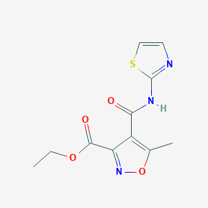 molecular formula C11H11N3O4S B2363252 5-甲基-4-[(1,3-噻唑-2-氨基)羰基]-3-异恶唑羧酸乙酯 CAS No. 338408-87-0
