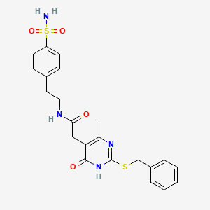 molecular formula C22H24N4O4S2 B2363261 2-(2-(benzylthio)-4-methyl-6-oxo-1,6-dihydropyrimidin-5-yl)-N-(4-sulfamoylphenethyl)acetamide CAS No. 1105241-10-8