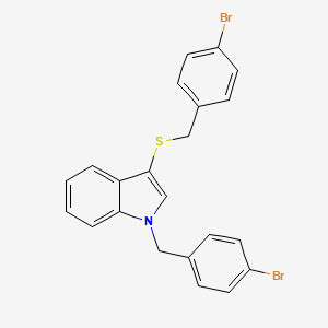 molecular formula C22H17Br2NS B2363269 1-(4-bromobenzyl)-3-((4-bromobenzyl)thio)-1H-indole CAS No. 681274-03-3