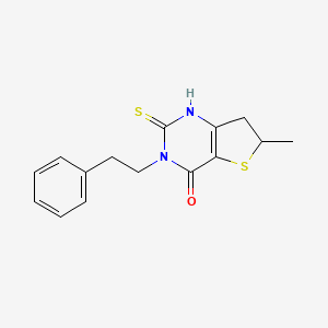 molecular formula C15H16N2OS2 B2363270 2-巯基-6-甲基-3-苯乙基-6,7-二氢噻吩并[3,2-d]嘧啶-4(3H)-酮 CAS No. 1105190-18-8