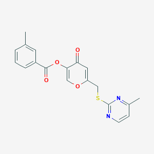 molecular formula C19H16N2O4S B2363281 [6-[(4-Methylpyrimidin-2-yl)sulfanylmethyl]-4-oxopyran-3-yl] 3-methylbenzoate CAS No. 877635-29-5