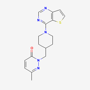 molecular formula C17H19N5OS B2363283 6-Methyl-2-[(1-{thieno[3,2-d]pyrimidin-4-yl}piperidin-4-yl)methyl]-2,3-dihydropyridazin-3-one CAS No. 2097860-58-5