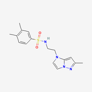 molecular formula C16H20N4O2S B2363319 3,4-dimethyl-N-(2-(6-methyl-1H-imidazo[1,2-b]pyrazol-1-yl)ethyl)benzenesulfonamide CAS No. 2034634-67-6