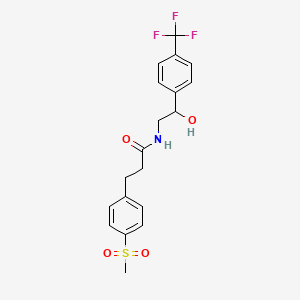 molecular formula C19H20F3NO4S B2363321 N-(2-hydroxy-2-(4-(trifluoromethyl)phenyl)ethyl)-3-(4-(methylsulfonyl)phenyl)propanamide CAS No. 2034415-83-1