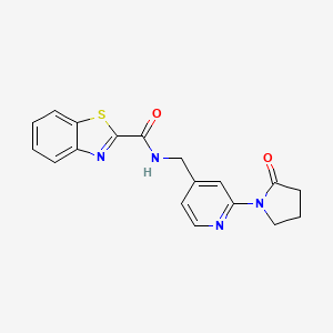 molecular formula C18H16N4O2S B2363328 N-((2-(2-oxopyrrolidin-1-yl)pyridin-4-yl)methyl)benzo[d]thiazole-2-carboxamide CAS No. 2034585-75-4