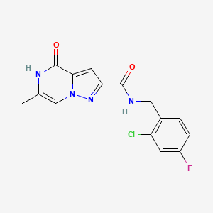 N-(2-chloro-4-fluorobenzyl)-6-methyl-4-oxo-4,5-dihydropyrazolo[1,5-a]pyrazine-2-carboxamide