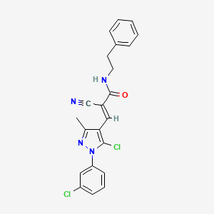 (E)-3-[5-chloro-1-(3-chlorophenyl)-3-methylpyrazol-4-yl]-2-cyano-N-(2-phenylethyl)prop-2-enamide
