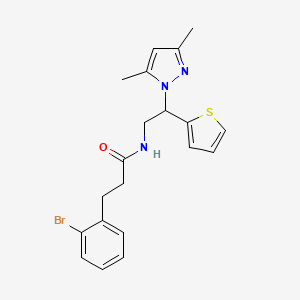 molecular formula C20H22BrN3OS B2363342 3-(2-bromophenyl)-N-(2-(3,5-dimethyl-1H-pyrazol-1-yl)-2-(thiophen-2-yl)ethyl)propanamide CAS No. 2097932-55-1