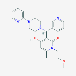 molecular formula C24H29N5O3 B2363350 4-羟基-1-(2-甲氧基乙基)-6-甲基-3-((4-(吡啶-2-基)哌嗪-1-基)(吡啶-3-基)甲基)吡啶-2(1H)-酮 CAS No. 897611-31-3