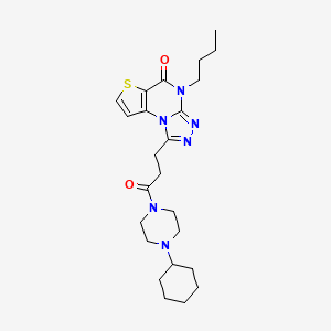 8-Butyl-12-[3-(4-cyclohexylpiperazin-1-yl)-3-oxopropyl]-5-thia-1,8,10,11-tetraazatricyclo[7.3.0.0^{2,6}]dodeca-2(6),3,9,11-tetraen-7-one