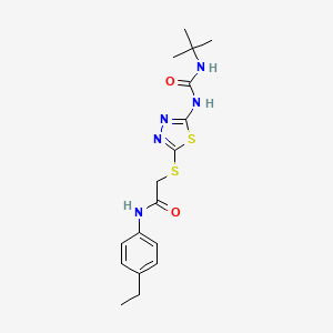 2-[[5-(tert-butylcarbamoylamino)-1,3,4-thiadiazol-2-yl]sulfanyl]-N-(4-ethylphenyl)acetamide