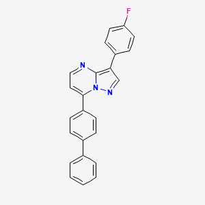 molecular formula C24H16FN3 B2363362 7-[1,1'-Biphenyl]-4-yl-3-(4-fluorophenyl)pyrazolo[1,5-a]pyrimidine CAS No. 692287-75-5