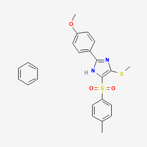 molecular formula C24H24N2O3S2 B2363377 苯；2-(4-甲氧基苯基)-5-(4-甲基苯基)磺酰基-4-甲硫基-1H-咪唑 CAS No. 1179460-76-4